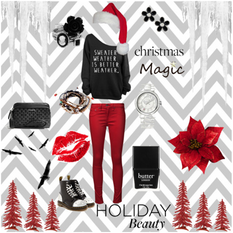 This can be used as a casual holiday break outfit for shopping or just hanging with friends and family. 
