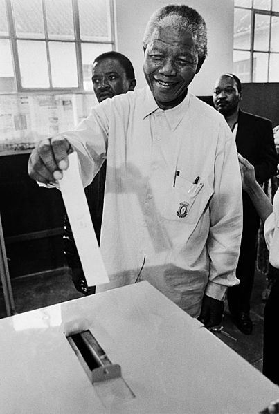 Mandela voting in 1994

Photo via Wikimedia Commons under Creative Commons license