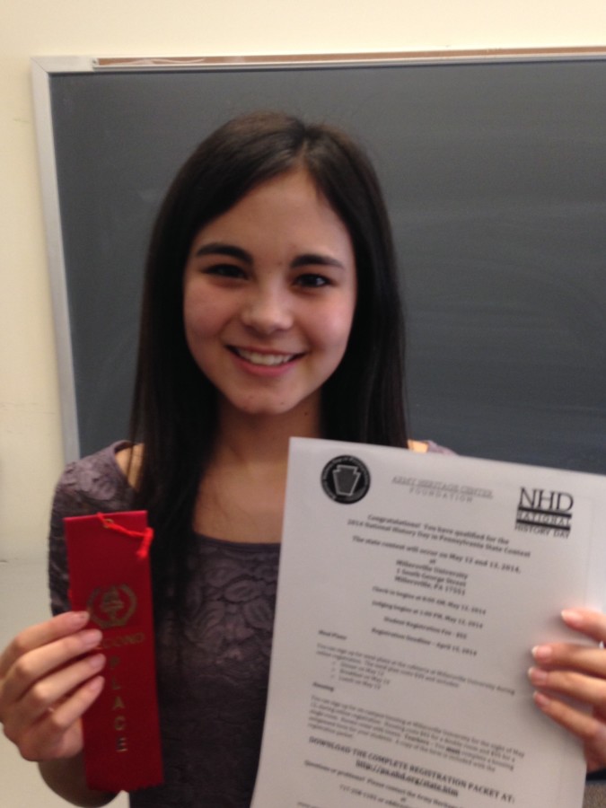 Emmie Rehmet with her NHD Ribbon