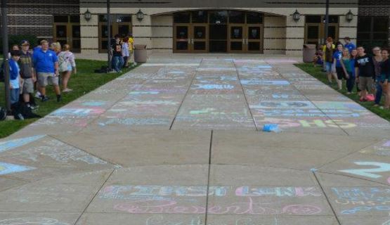 The colorful chalk mural of the CB South clubs! via CBSD