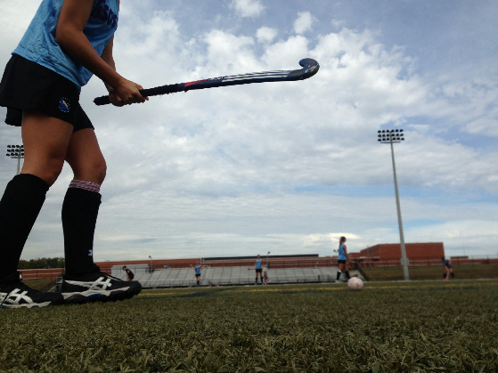 Steph Litzenberger warming up before the girls varsity field hockey game against Souderton High school. The Titans went home with a tie after a fifteen-minute overtime battle. Photo from Ally Fitts. 