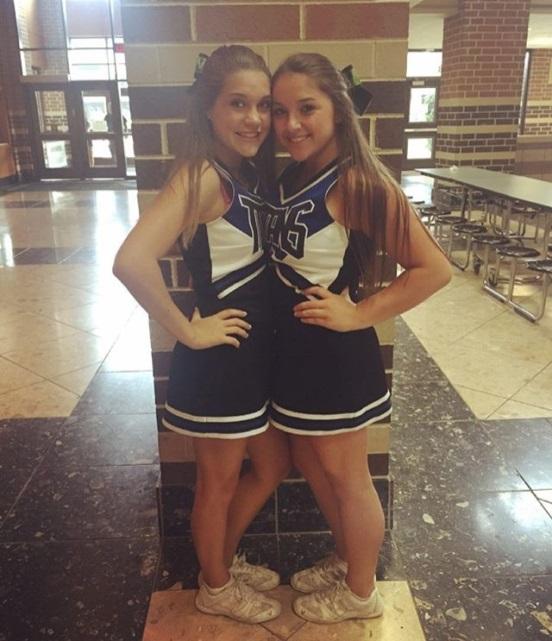 Megan Gaida (left) and Lexi Freeburger (right), two of CB South's cheerleaders