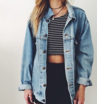 A casual, oversized denim jacket