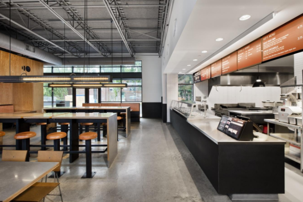 The interior of a Moes Southwest Grill location